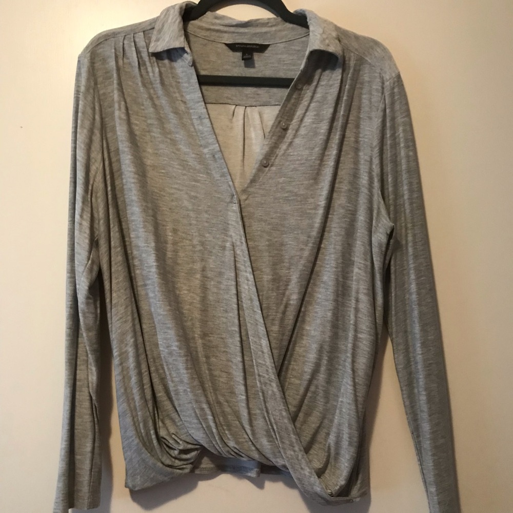 Grey Banana Republic collared wrap top